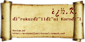 Árokszállási Kornél névjegykártya