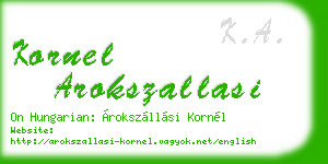 kornel arokszallasi business card